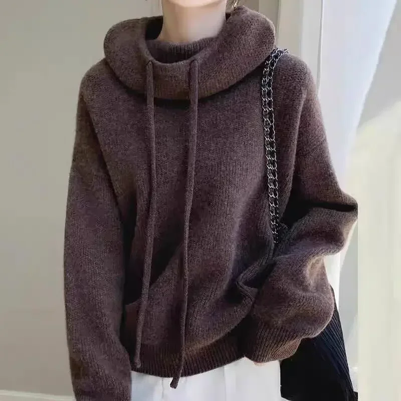 

Autumn Winter New Idle Style Fashionable Knitted Sweater Women's Loose-Fit Pullover Thickened For Winter Season