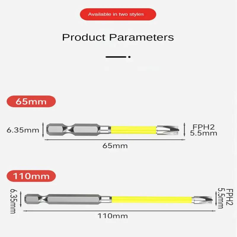 Magnetic Screwdriver Bit 65mm 110mm Magnetic Special Slotted Cross Screwdriver Bit FPH2 For Socket Switch Electrician Hand Tools