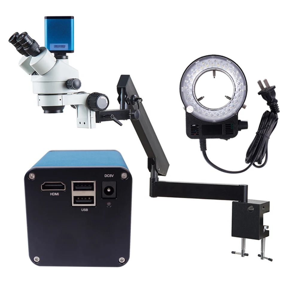 

7X-45X Zoom Bracket Ccd Camera Video Stereoscopic Triocular Microscope Multifunctional Industrial Repair Welding Microscope