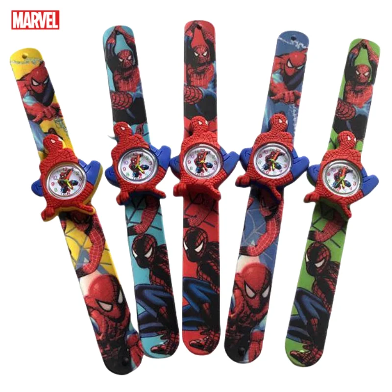 Marvel Spider-Man Cartoon Pat Watch Creative Personality Handsome Cool Pat Circle Children's Student Electronic Watch Toy Gift