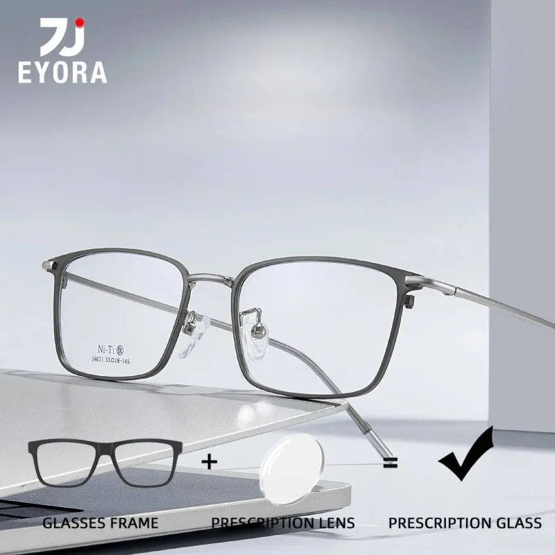 

EYORA Ultralight Titanium Men Anti Blue Light Reading Glasses Anti-Reflection Myopia Eyewear Photochromic Progressive Eyeglasses