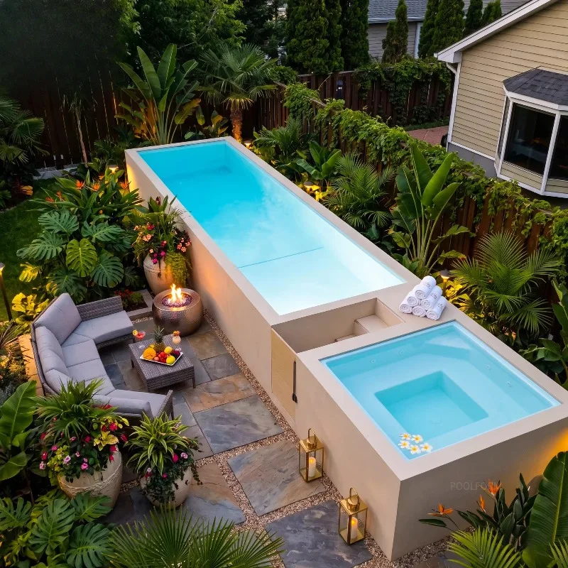 Modern Container Pool Luxury Outdoor Swimming Pool Modular Steel Structure Pool for Villa Backyard Resort Project