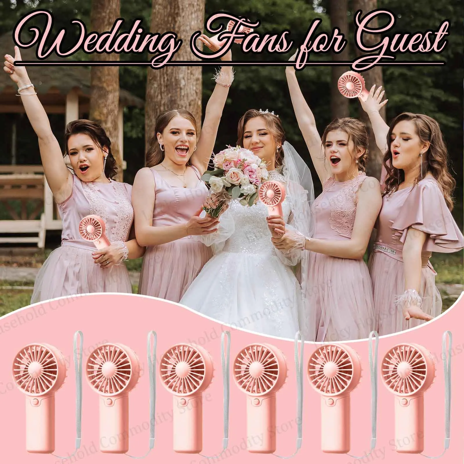 12-24PCS Mini Wedding Fans Bulk Portable Handheld Fan for Guests Battery Operated Fan with Card Wedding Party Outdoor Favors