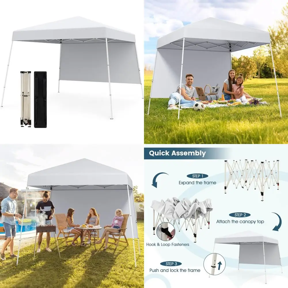 

Portable Heavy-Duty Outdoor Canopy Tent with Easy Setup, 10x10 Feet, UPF 50+, Includes Sidewall and Backpack, Suitable for Vario