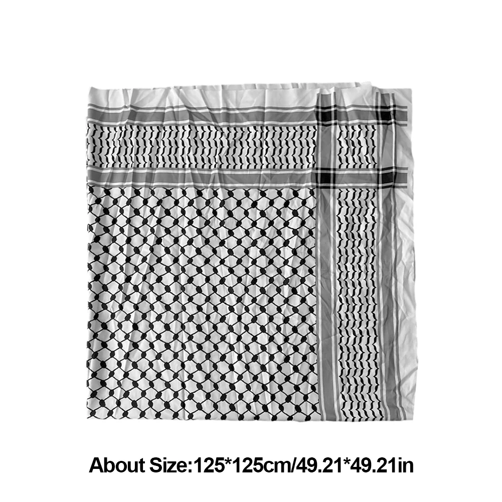 Adult Men Arab Head Scarf Cotton Keffiyeh Arabic Scarf Jacquard Muslim Hijab 125x125/140x140cm Arabian Costume Accessories