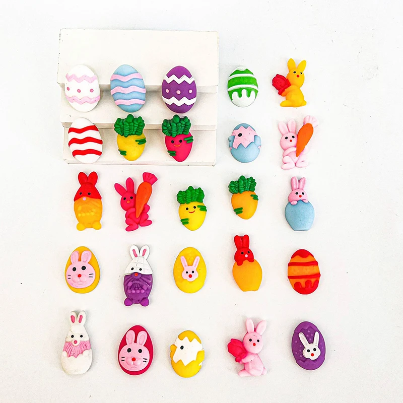 10Pcs/bag New Kids Easter Cartoon Rabbit Eggshell Toys Fun Cute Shape Soft Pinch Ball Children's Stress Relief Toys Holiday Gift