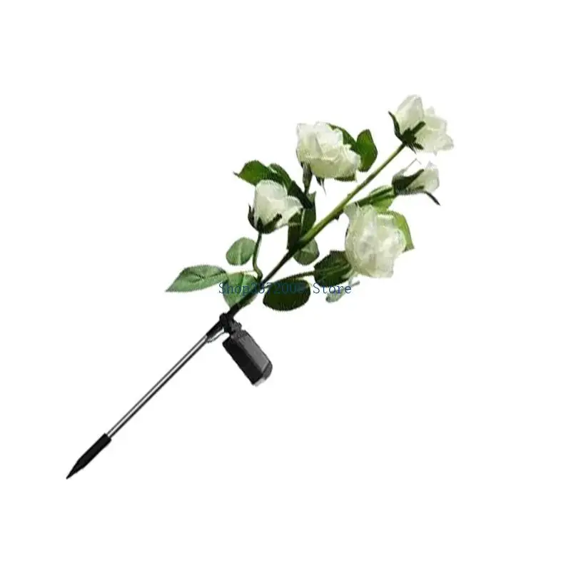  Unique Outdoor Lamp Waterproof IP65 Lawn Lamp Rose Shaped Solar Lamp Plastic Light Yard Light for Courtyard Decorations