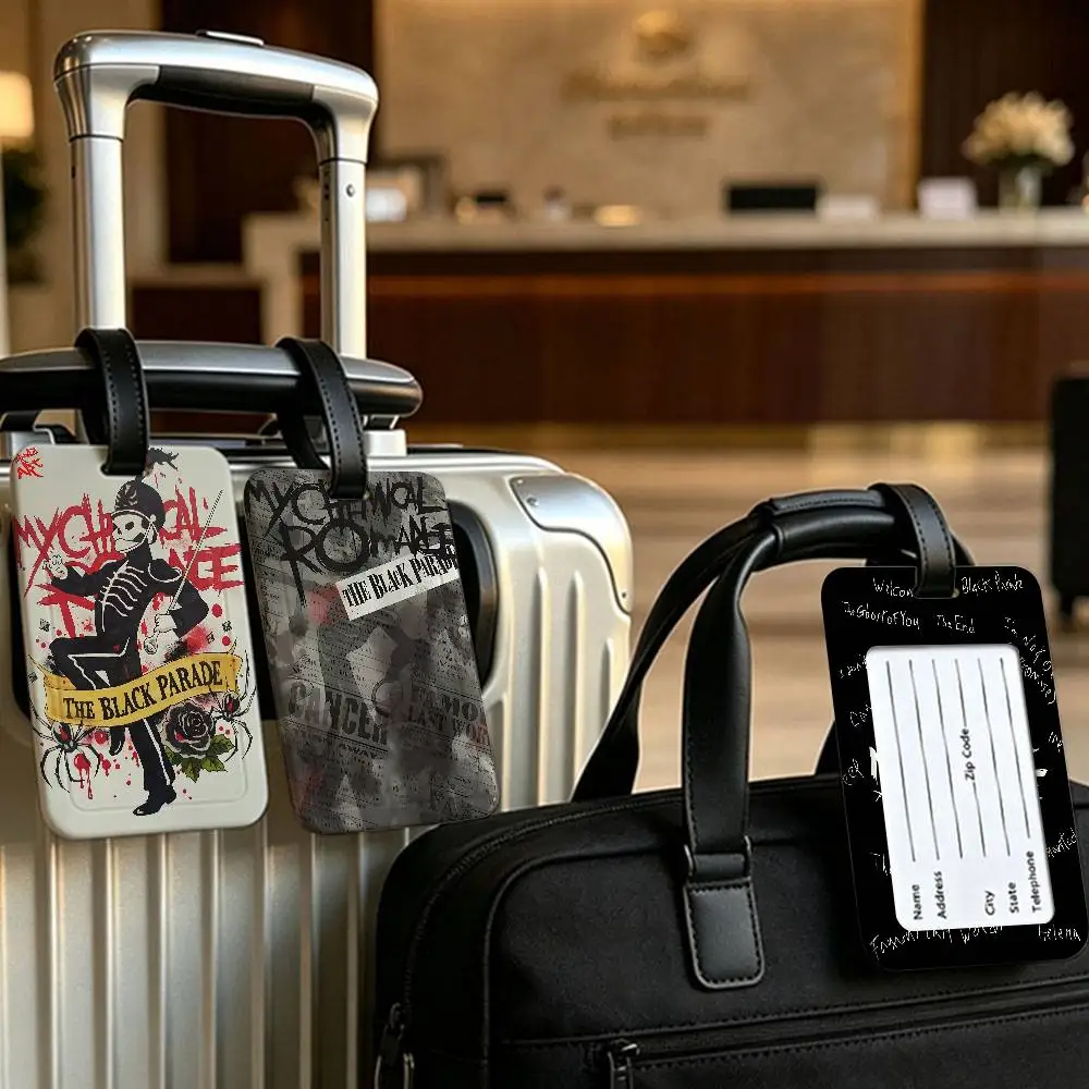 Band My C-Chemical R-Romance Multiscene PVC Luggage Tag Anti lost Design With Information Card For Travel Backpack Luggage