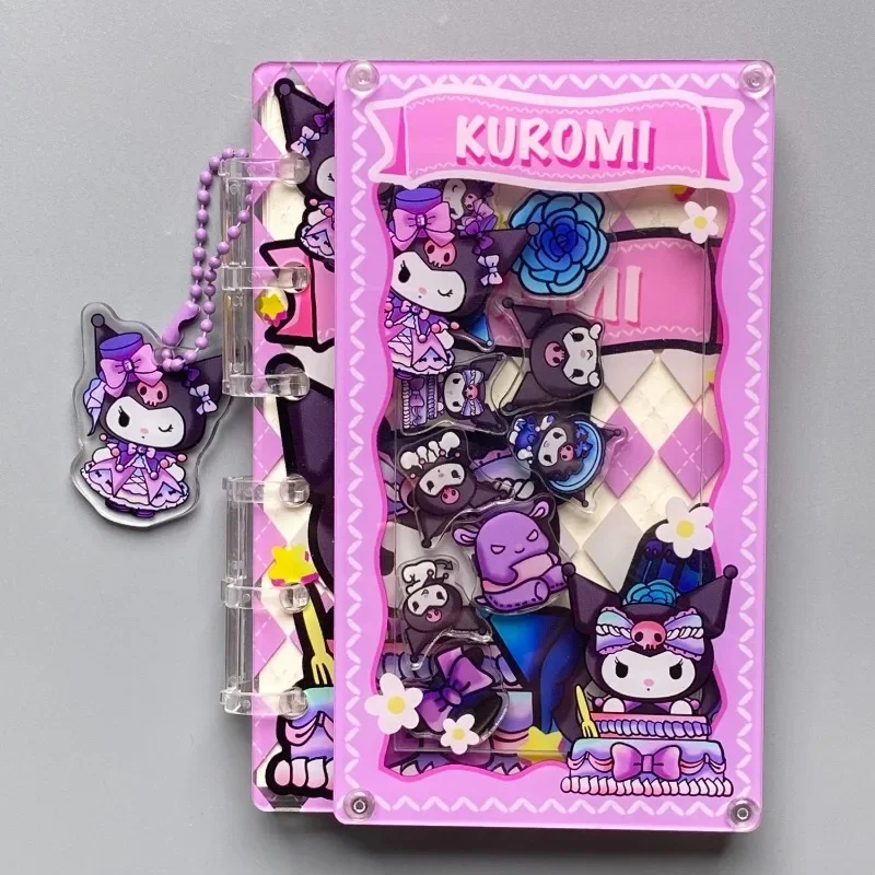 

Miniso notepad kuromi Hello Kitty diary Kawaii cartoon acrylic shaking shell DIYassembly loose-leaf notebook book Christmas gift