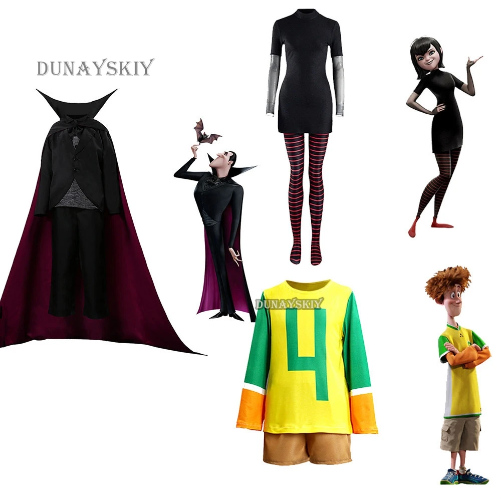 Adults Kids Mavis Dracula Vampire Cosplay Costumes Tooth Black Cute Mavis Halloween Jonathan Carnival Fun Couple Family Suit