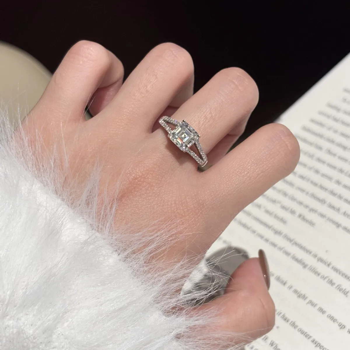 925 Sterling Silver Princess Cut Moissanite Engagement Ring Double Split Wedding Promise For Women Bridal Fine Jewelry Gifts
