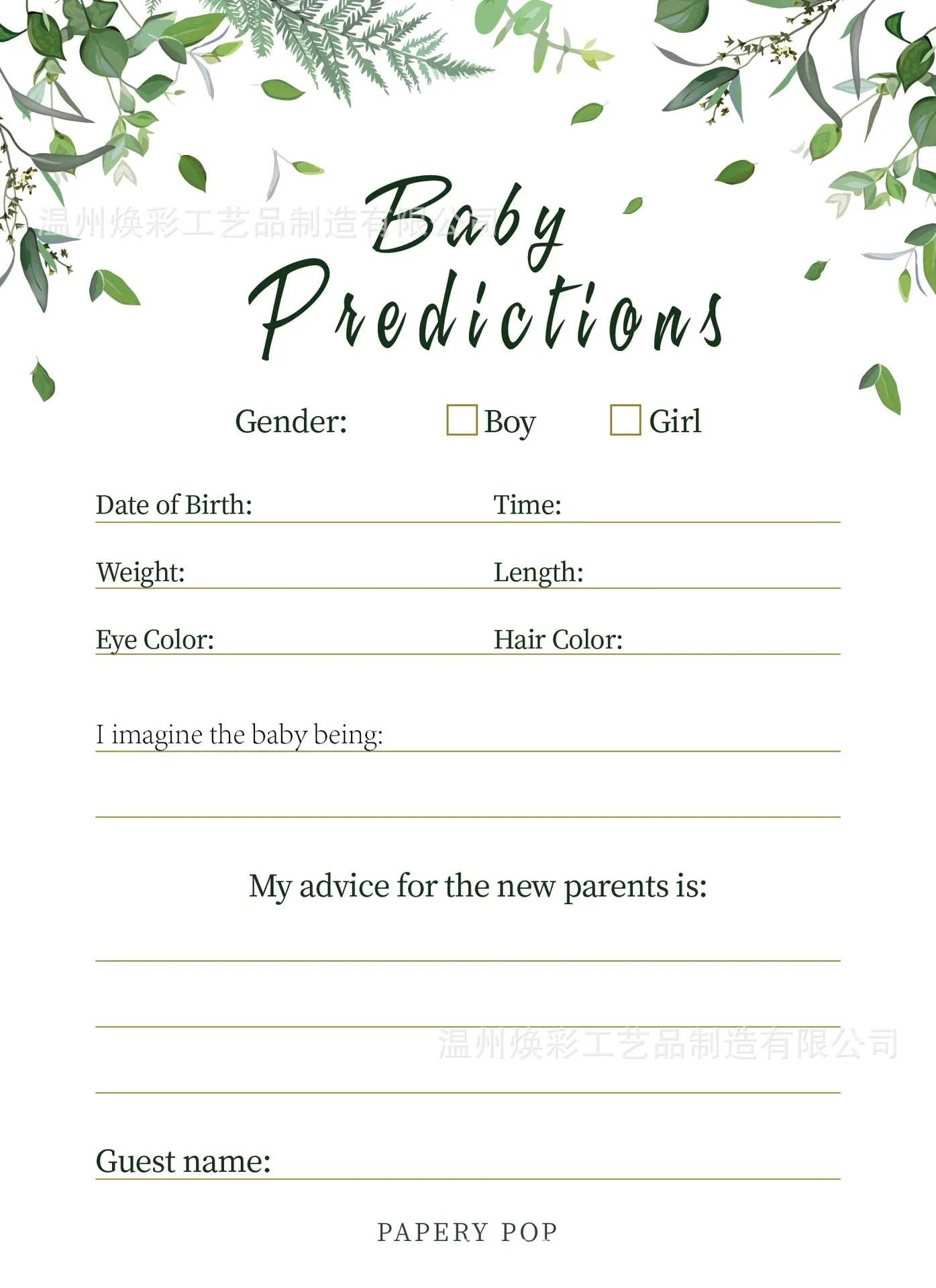 Gender Revealing Boys Or Girls Baby Greeting Card Game Card Baby Shower Party Decoration Supplies