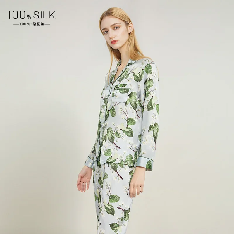 2025  New Silk Pajamas  set Woman Long Sleeve 100% Mulberry Silk High-End  12mm-40mm