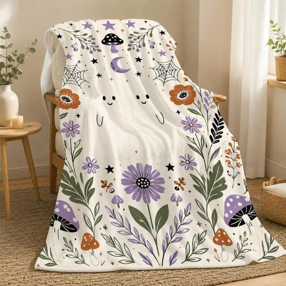 Enchanting Haunted Ghost Garden Throw 240g flannel blanket, suitable for sofas, beds, offices,  exquisite gift blankets