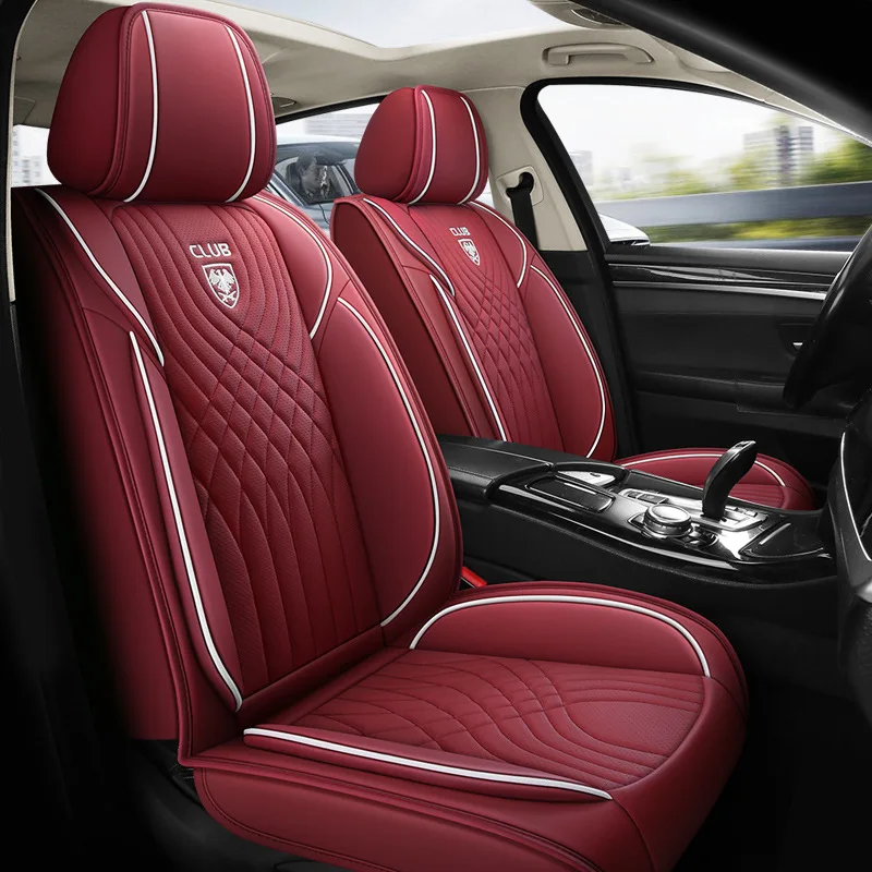 Universal Split Seat Fully Surrounded Luxury Car Seat Cover Breathable Comfortable Perforated Leather Full Seats Cover JJ265