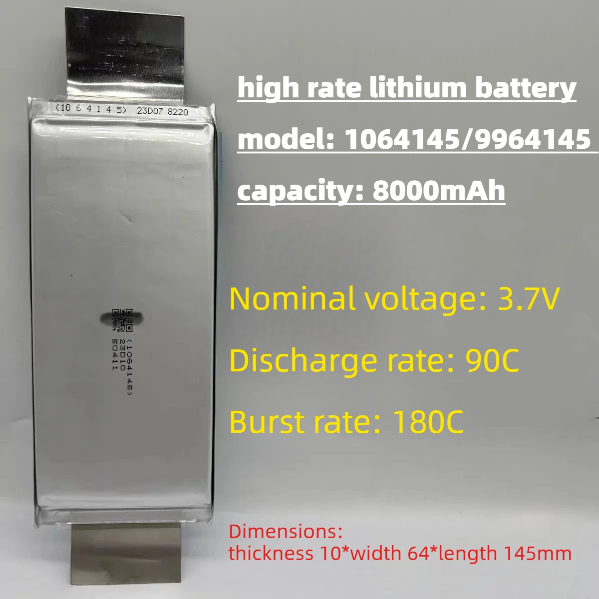 1064145 High Rate LiPo Battery 3.7V 8000mAh  90C-180C Rechargeable Batteries for RC Drone FPV Racing Drone UAV Aircraft Model
