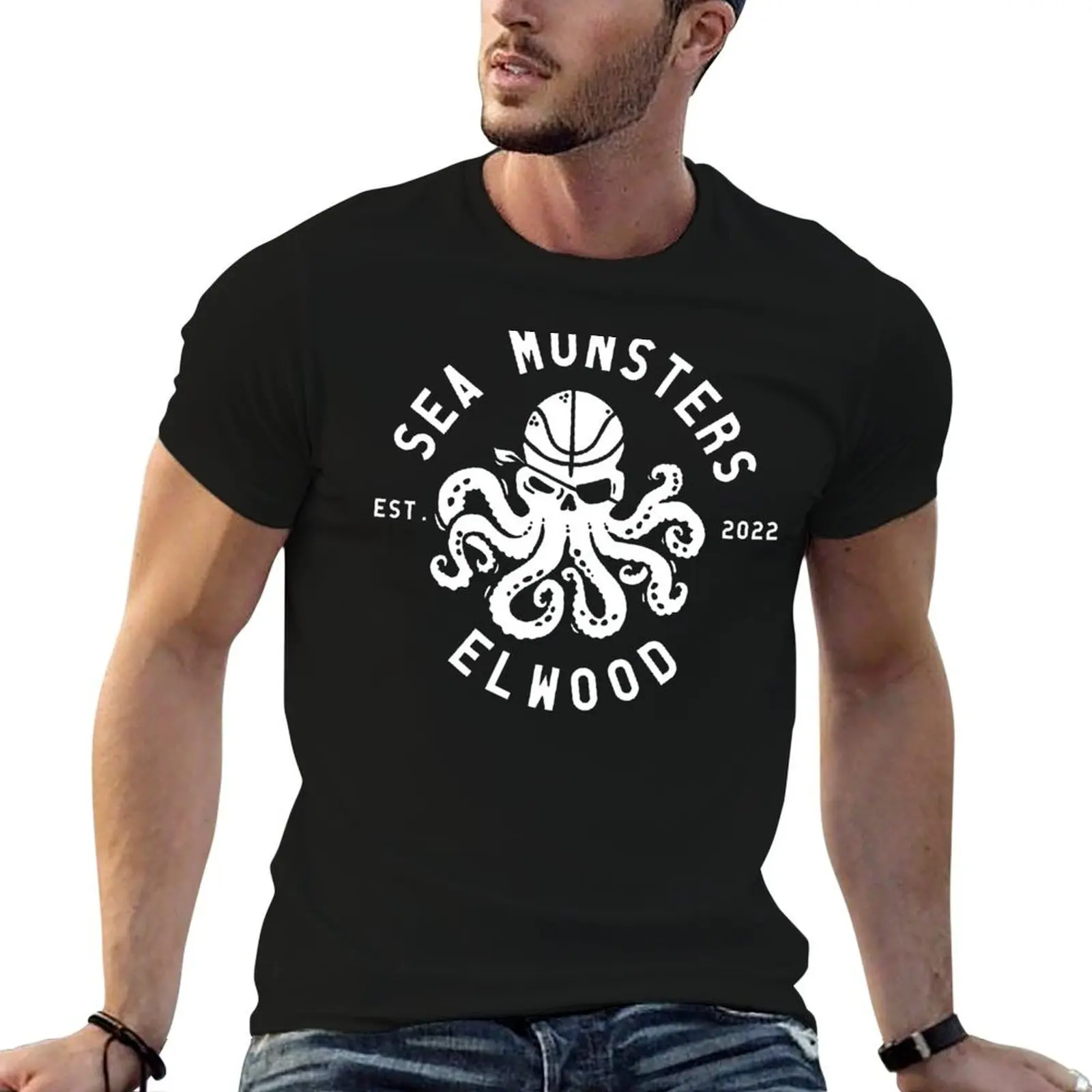 

cotton 100% men t shirt t Elwood Monsters brand Sea luxury shirt personalised T-Shirt