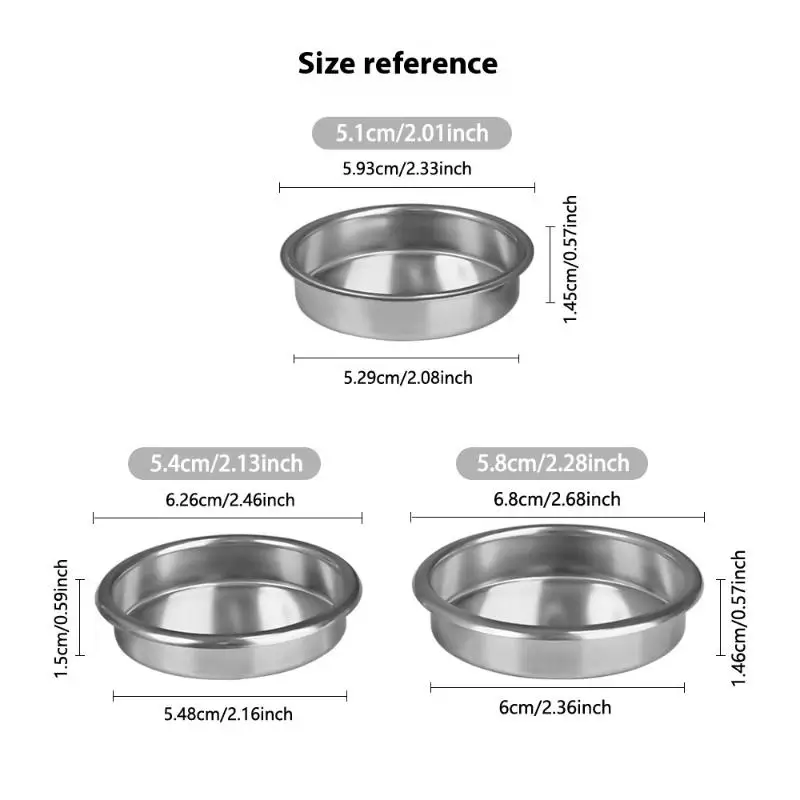 Stainless Steel Coffee Blind Filter Bowl 51/54/58mm Non-Pressurized Filter Cup for Backwashing in Semi-Automatic Coffee Machines