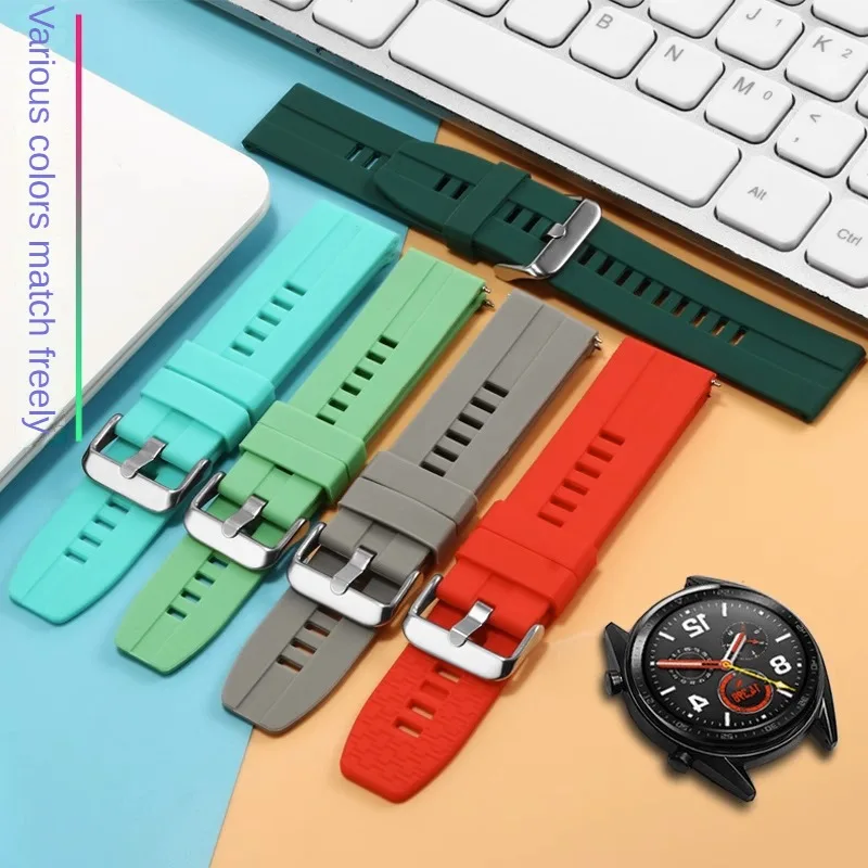 Silicone Watch Strap Replacement Watch3 gt2e Vitality/GT3PRO/Honor Magic 2 Series Straight Interface Rubber Watch Band 20/22mm