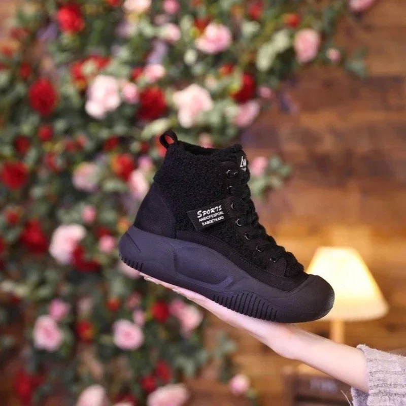 2024 Women Shoe Soft Sole Anti Slip Versatile Thick Sole Warm Cotton Shoe Sneaker Women Platform Boot