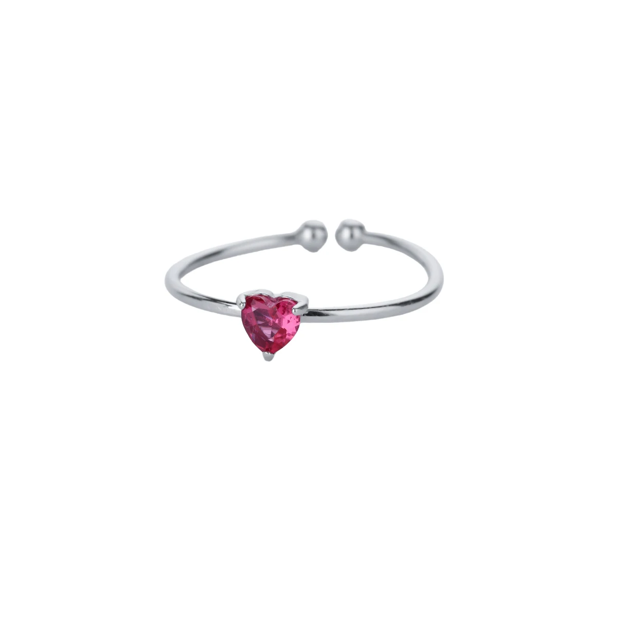 Women's Stainless Steel Heart Ring with Tiny Zircon, Gift Idea