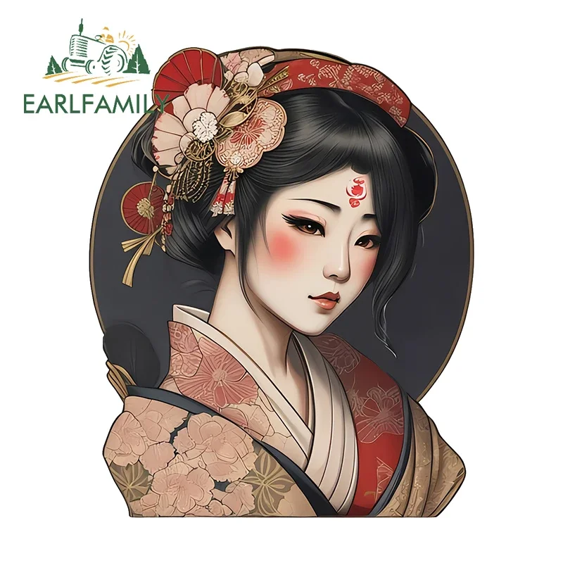 EARLFAMILY 13 cm x 10,6 cm, japanischer Geisha-Samurai-Autoaufkleber, Klimaanlage, Wohnmobil, Fensteraufkleber, lustiges Autoetikett, Zubehör