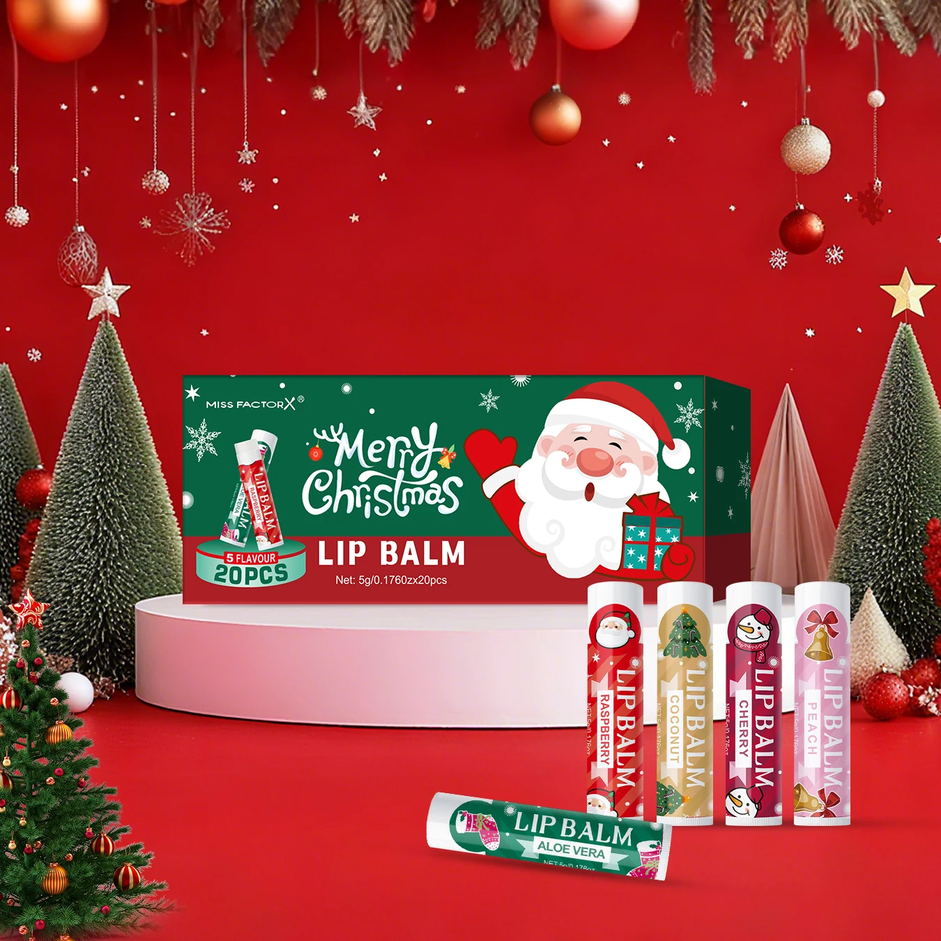 20PCS Lipstick Set - 5 Taste Christmas Theme Deep Moisturizing and Lasting Moisturizing to Create Plump and Shiny Lips