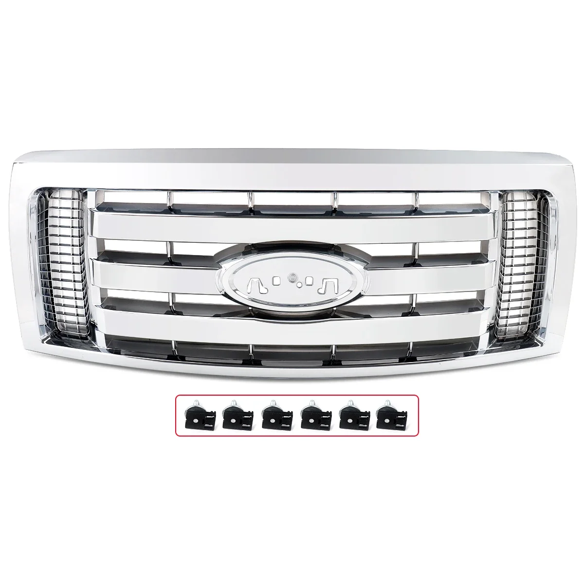 For  F-150 F150 XLT Lariat Racing Grills Cover 2009-2014 Chrome Front Grills Mesh Upper Front Bumper Grille Cover Ship From USA