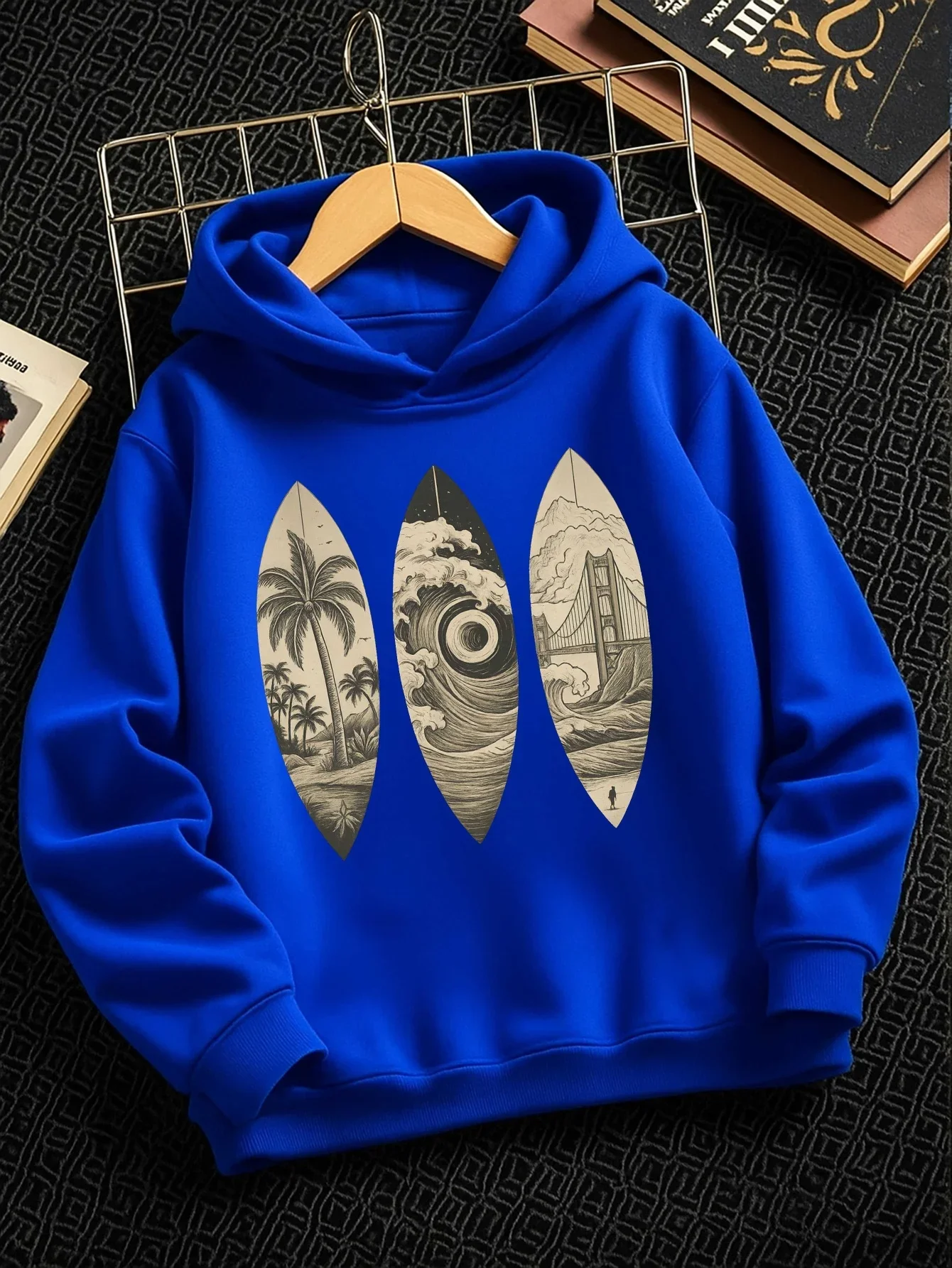 Casual Hoodie for Boys Featuring a Trendy Sports Print Perfect for Autumn And Winter Outdoor Activities