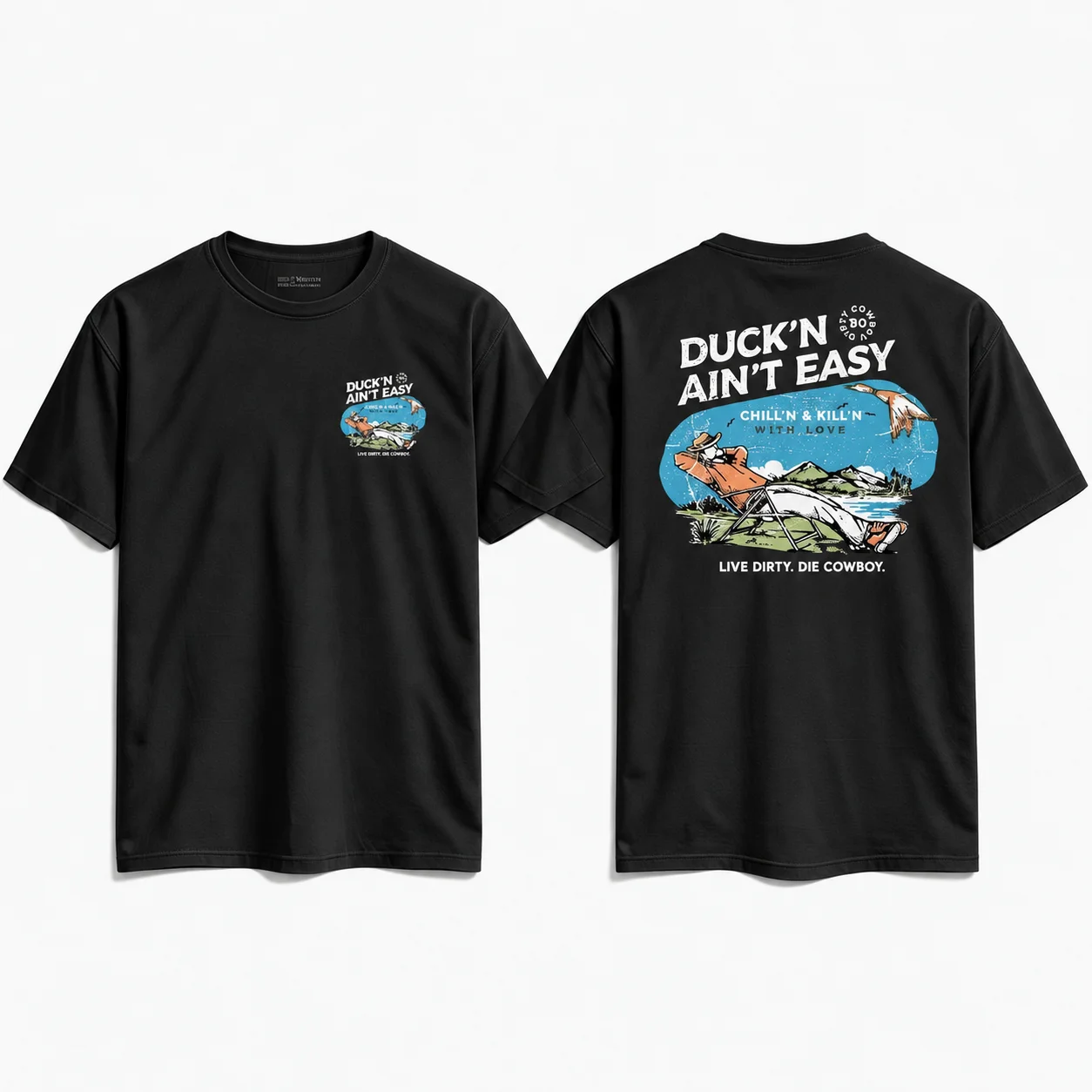 2026 Crew Neck T-Shirt Mountain Hiker Campfire Outdoor Graphic Front Back Print Short Sleeve Camping Tee Men's T-shirts