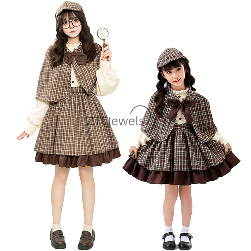 

2026 Halloween Cosplay Detective Parent-Child Set Game Party Role-playing Costume Party Women's Wear