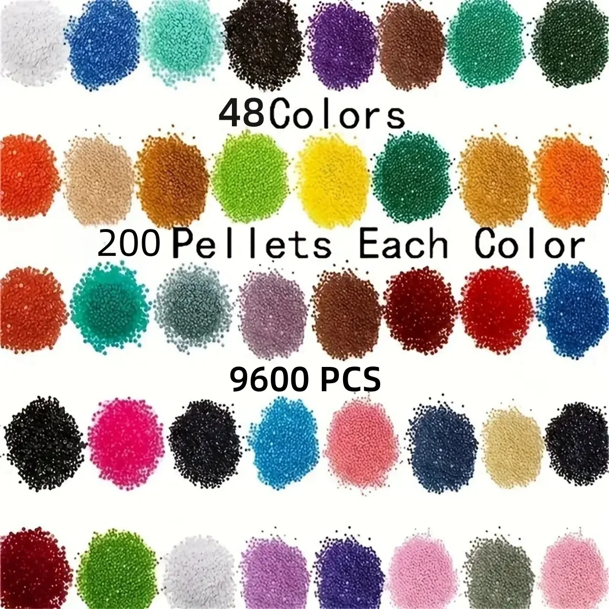 9,600 Diamond Art Crystal Beads Per Set. Every 200 Beads Are Randomly Colored With 48 Types of Diamond Painting Beads
