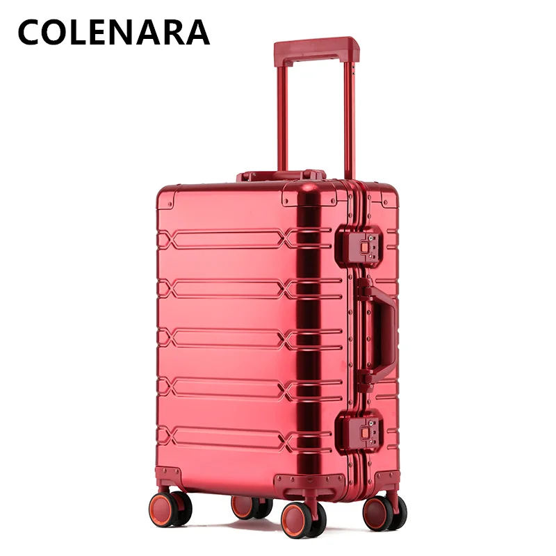 COLENARA  Cabin Suitcase All Aluminum Magnesium Alloy Trolley Case 20 Inches Boarding Box 24 \