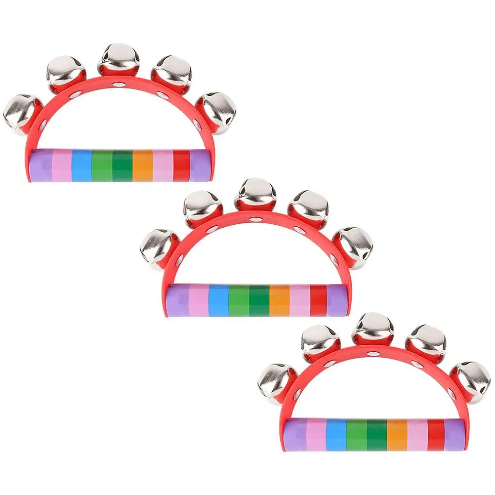 

Wooden 3 Pcs Colorful Baby Handbell Plaything Infant Grasping Toys Kids Educational Sensory Development Toys Wooden
