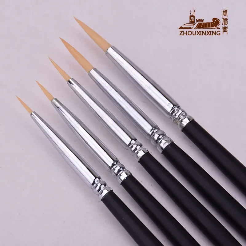 

Zhouxinxing 5Pcs/Set Fine nylon hair Handmade Thin hook line pen brush oil painting pen Paint Brush Art Supplies Brush Painting