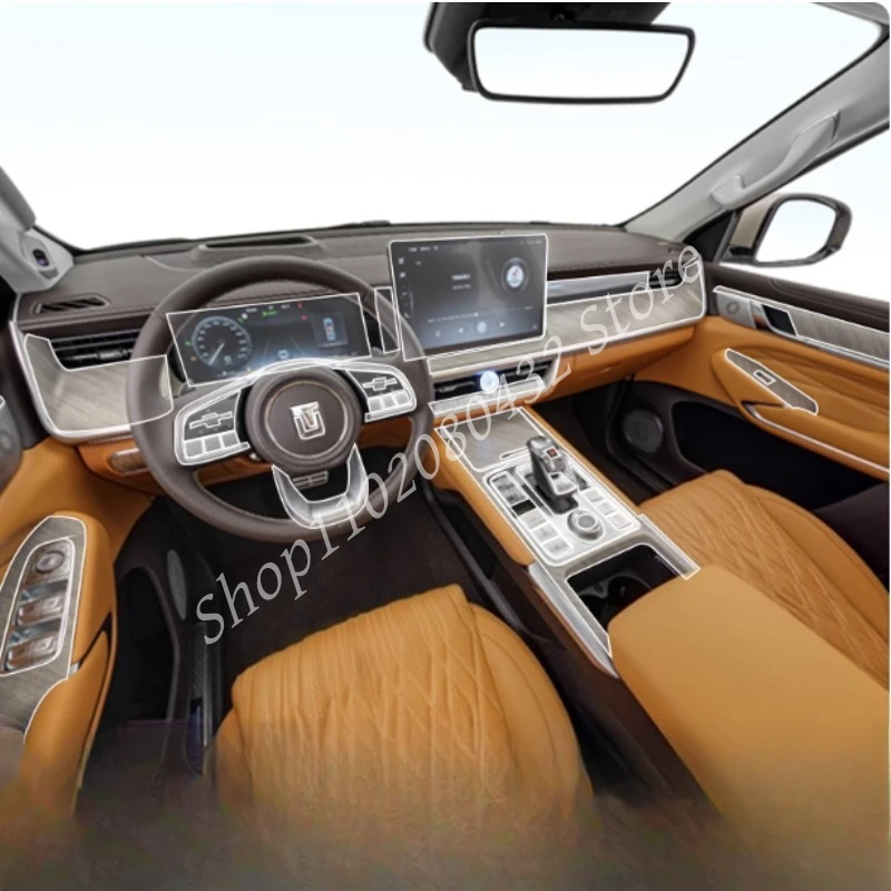 For Tank 500 Great Wall TPU Car Interior Gear Dashboard Navigation Console Protective Film Transparent Anti-scratch Accessories