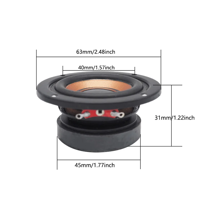 2 parlantes de 63mm, 4 ohmios, 5W, subwoofer, núcleo magnético de 45, altavoz redondo de graves, DIY, mini altavoz Bluetooth portátil 4