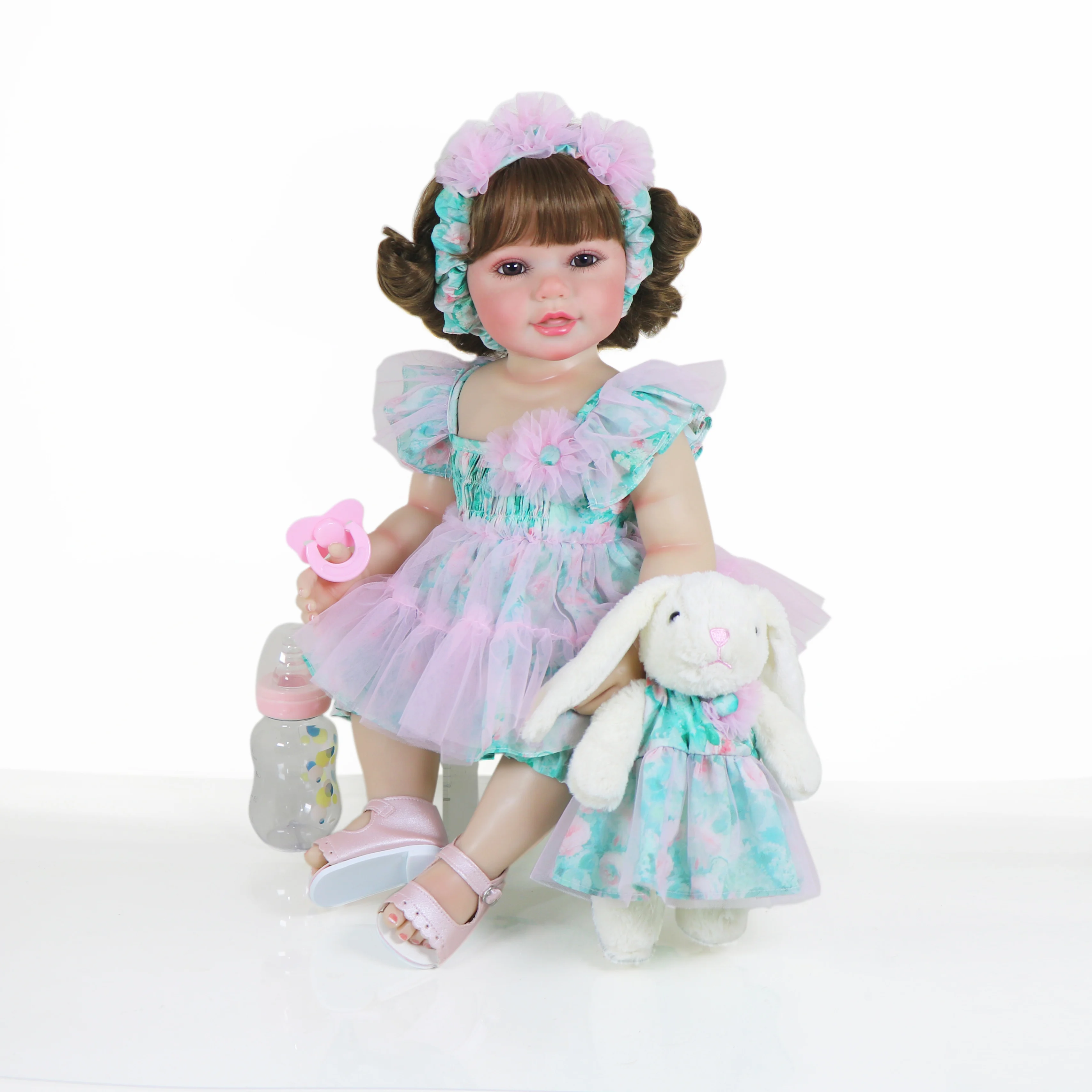 Reborn Toddler Girl Doll -22 inch Garden Play Baby with 3D Painted Skin on full vinyl with Rooted hair Christmas Gift