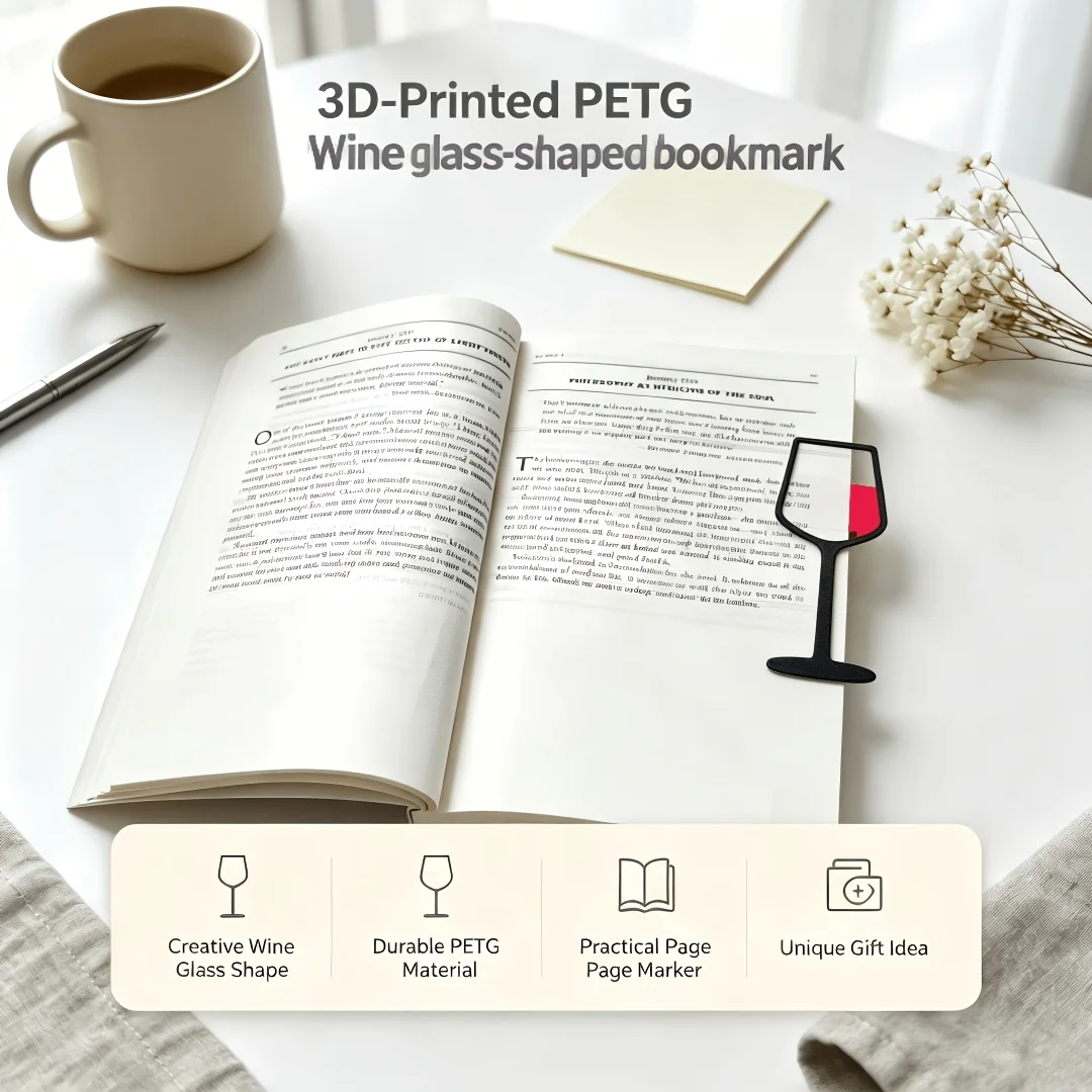 Wine Glass Bookmark Clip - Book Page Holder Suitable for Books, Planners & Documents, Minimalist Bookmark for Students, Teachers