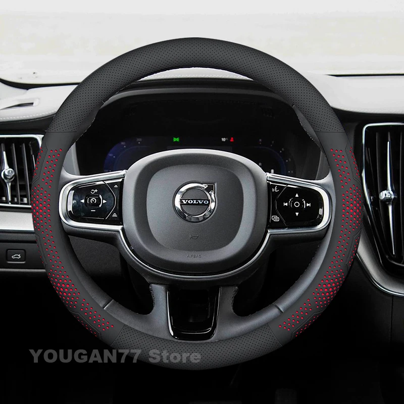 

Leather Car Steering Wheel Cover For Volvo XC40 Recharge XC60 S60 S90 ES90 XC90 EX90 EM90 2012-2025 Auto interior Accessories