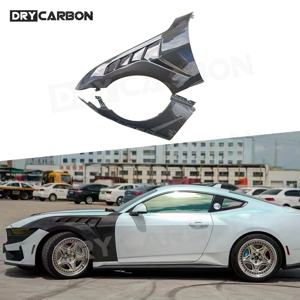 

Dry Carbon Fiber Front Bumper Air Vent Trims for Ford Mustang 2024+ Car Fender Bumper Canards Splitters Body Kits FRP