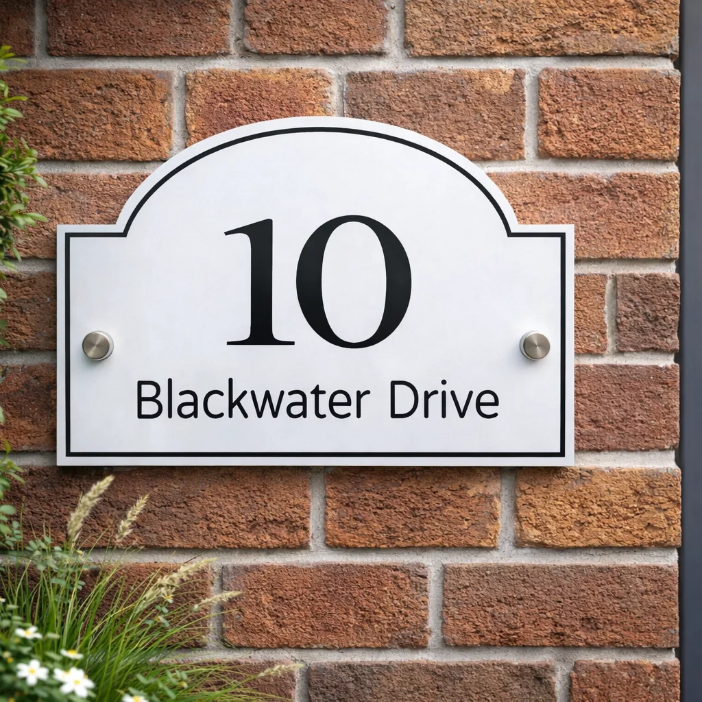 

Арочный настенный номерной знак, акриловая УФ-печатная табличка с номером дома, уличный входной знак для дома, персонализированный номерной знак дома