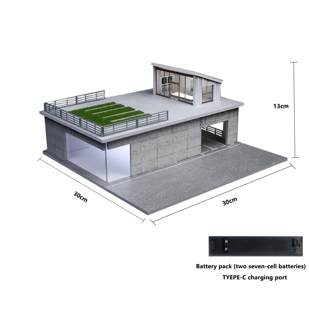 1:64 Morimoto Factory & Sunroom Scene Models - Lighting Version Car Garage Simulation Collection Gift Ornaments for Home Decor