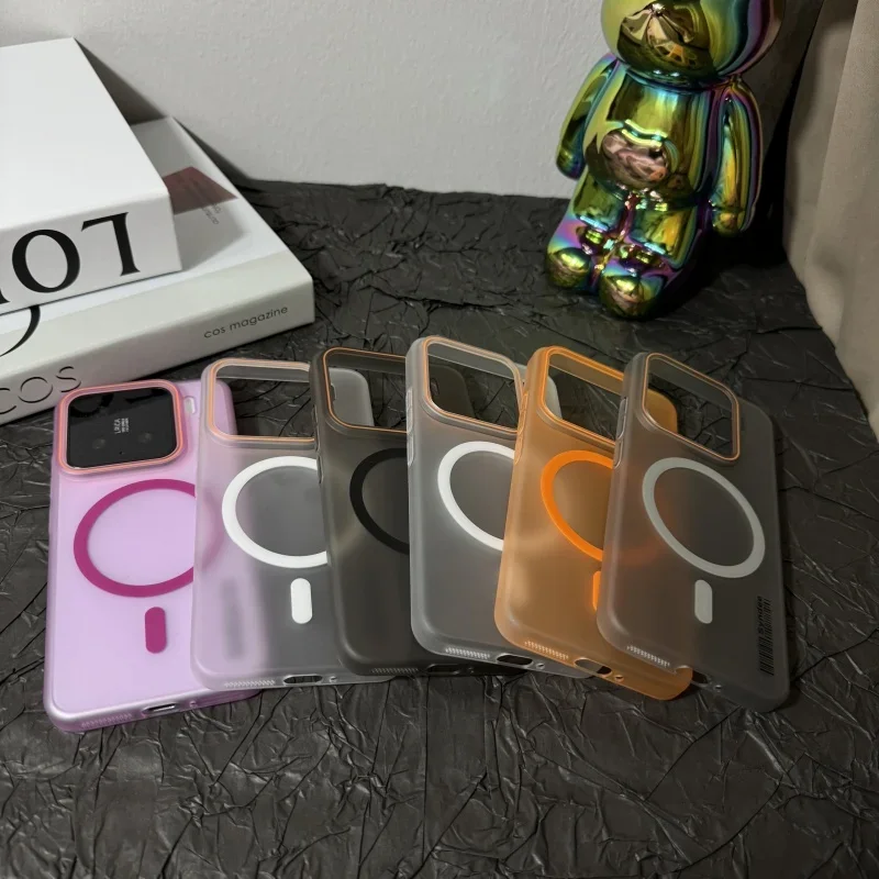 Luxury Matte Slim Clear Hard Wireless Charging Case For Xiaomi 15 14 Ultra 13 Pro Redmi K80 Pro For Magsafe Shockproof Cover