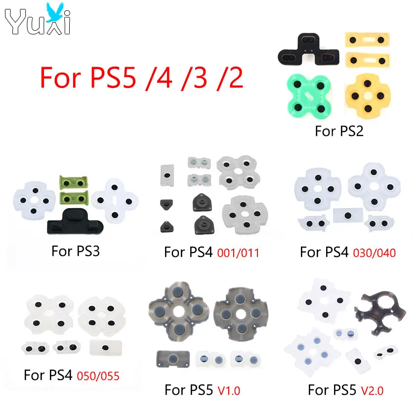 YuXi 1 Set Conductive Rubber Pads For PS5 V1 V2 for PS4 Pro Slim Controller Silicone Conductive Adhesive Button for PS3 PS2