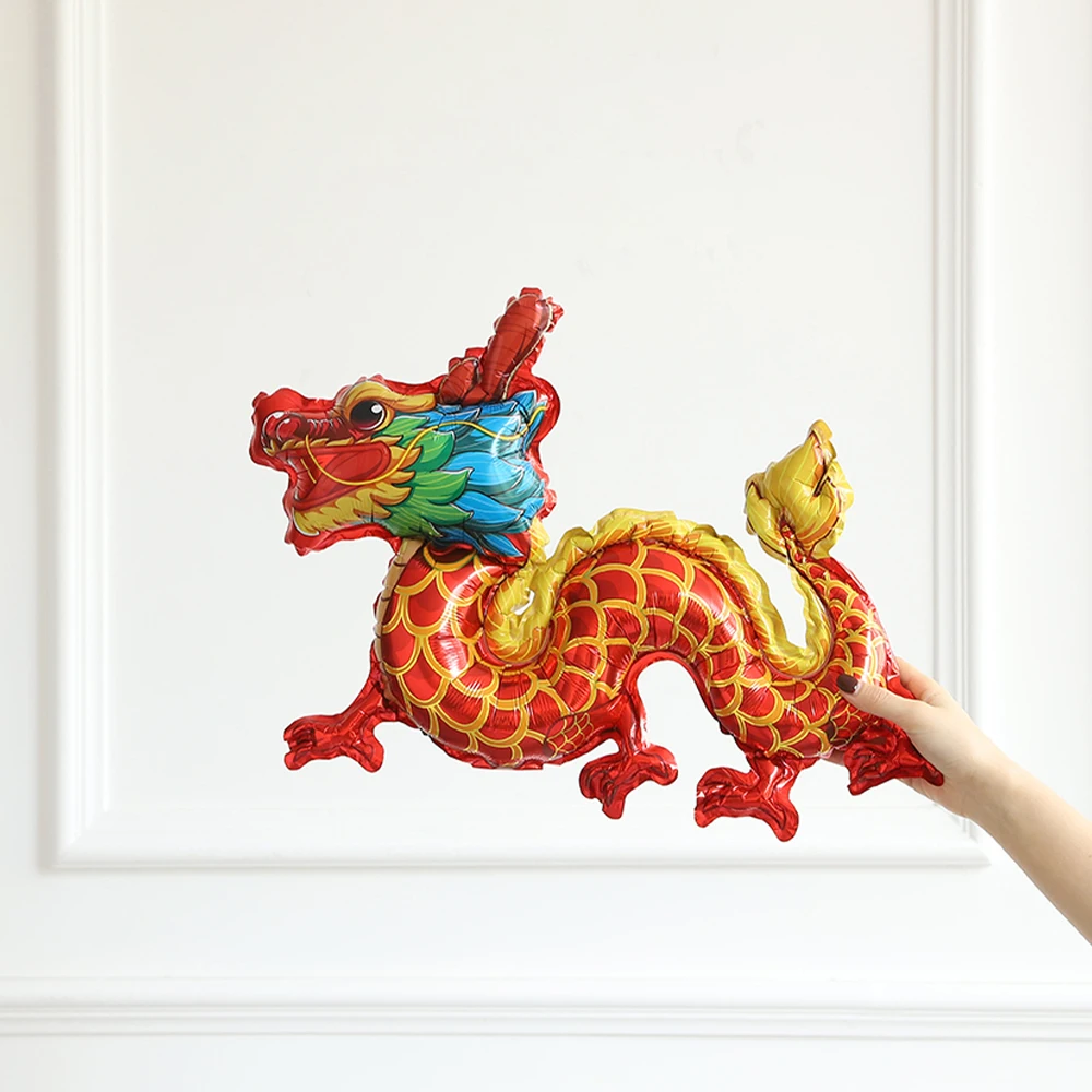 10Pcs Chinese New Year Foil Balloons Dragon Lion Firecracker Lantern Lucky Fish Helium Balloon Lunar Eve New Year Party Decor