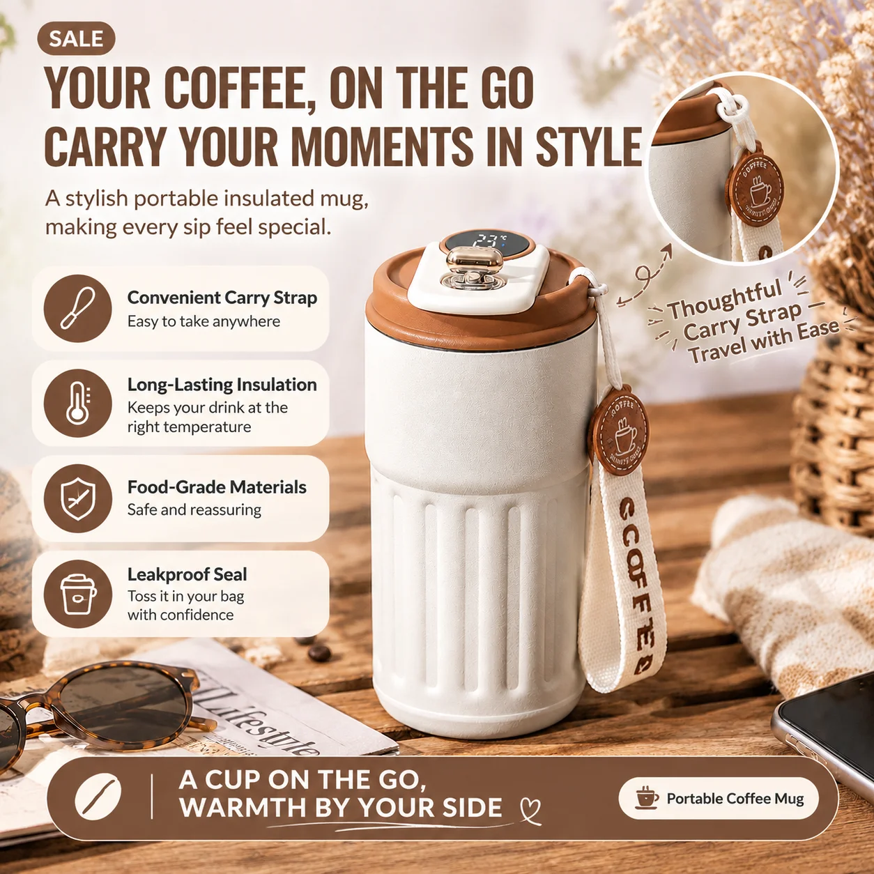 450ML Stainless Steel Thermo Water Bottle LED Temperature Display Coffee Cup Keep Cold and Heat Thermal Mug Travel Vacuum Flask