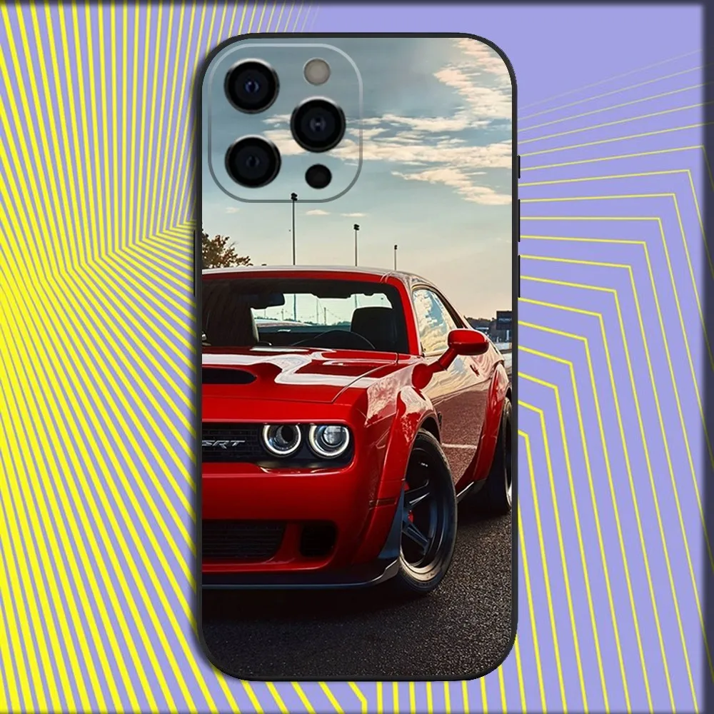 D-Dodge Car Challenger S-SRT Phone Case For iPhone 16,15,14,13,12,11,Pro,X,XS,Max,XR,Plus,Mini Soft Black Cover