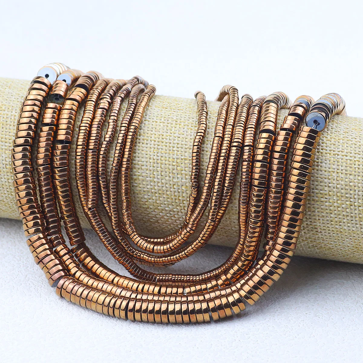 3/4/6/8mm Antique Copper Color Flat Round Hematite Spacer Loose Beads For Jewelry DIY Bracelet Earrings Pendant Accessories