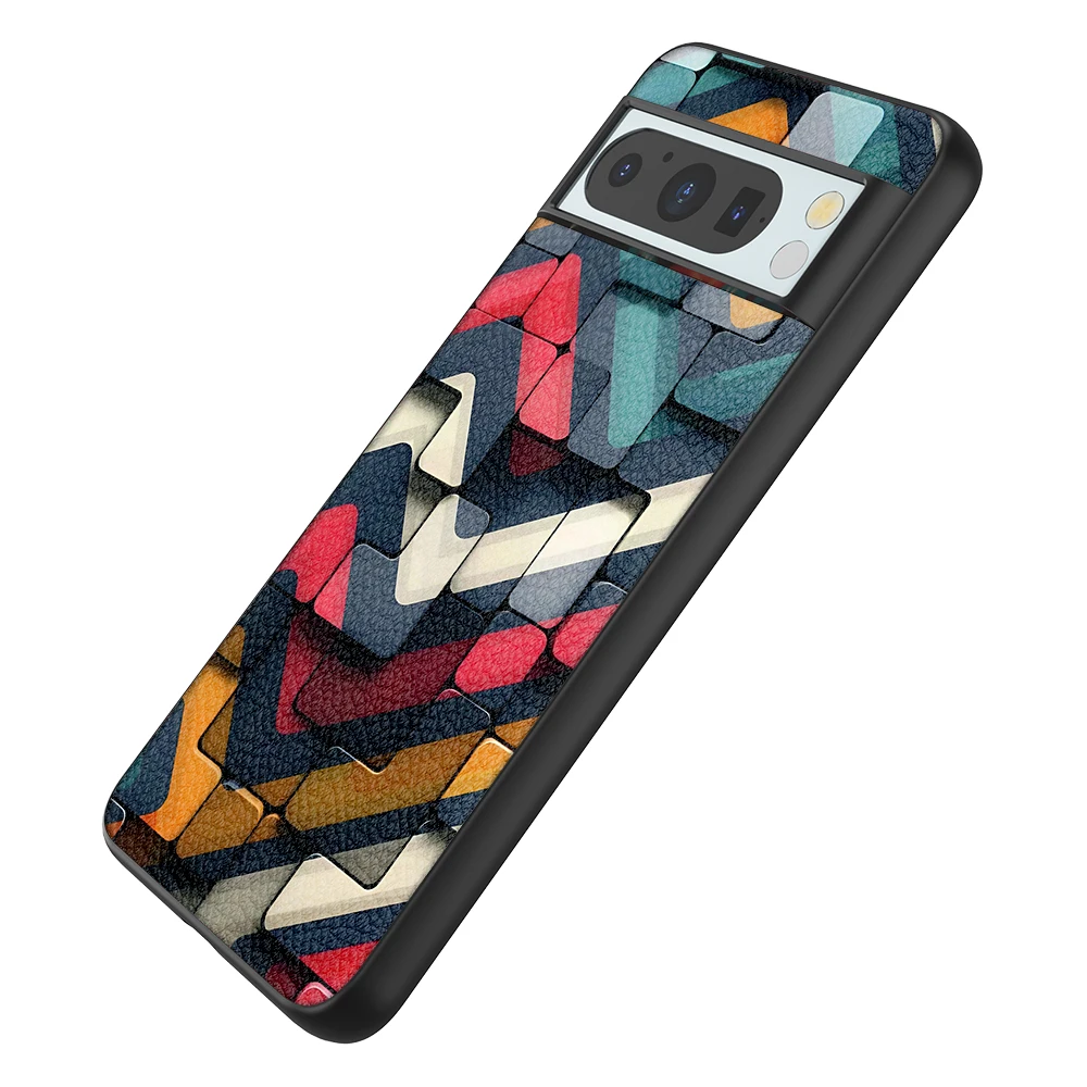 Back Cover Leather Case for Google Pixel 4 XL 4A 5 5A 5G 6 Pro 6A 7 Pro 7A 8 Pro 8A High Quality with Color Block Pattern Print